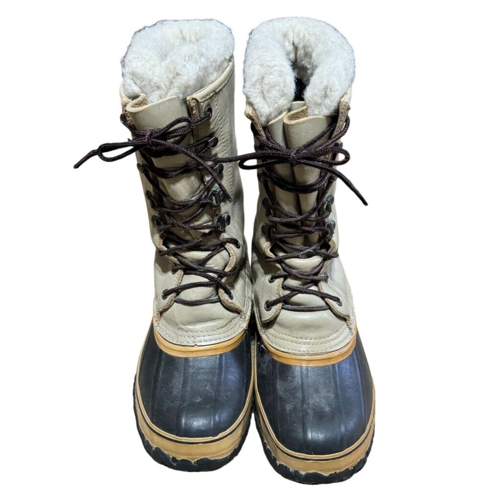 La Crosse Womens Winter Boots Sz 7.5 Tan Rubber Leather Insulated Steel Shank